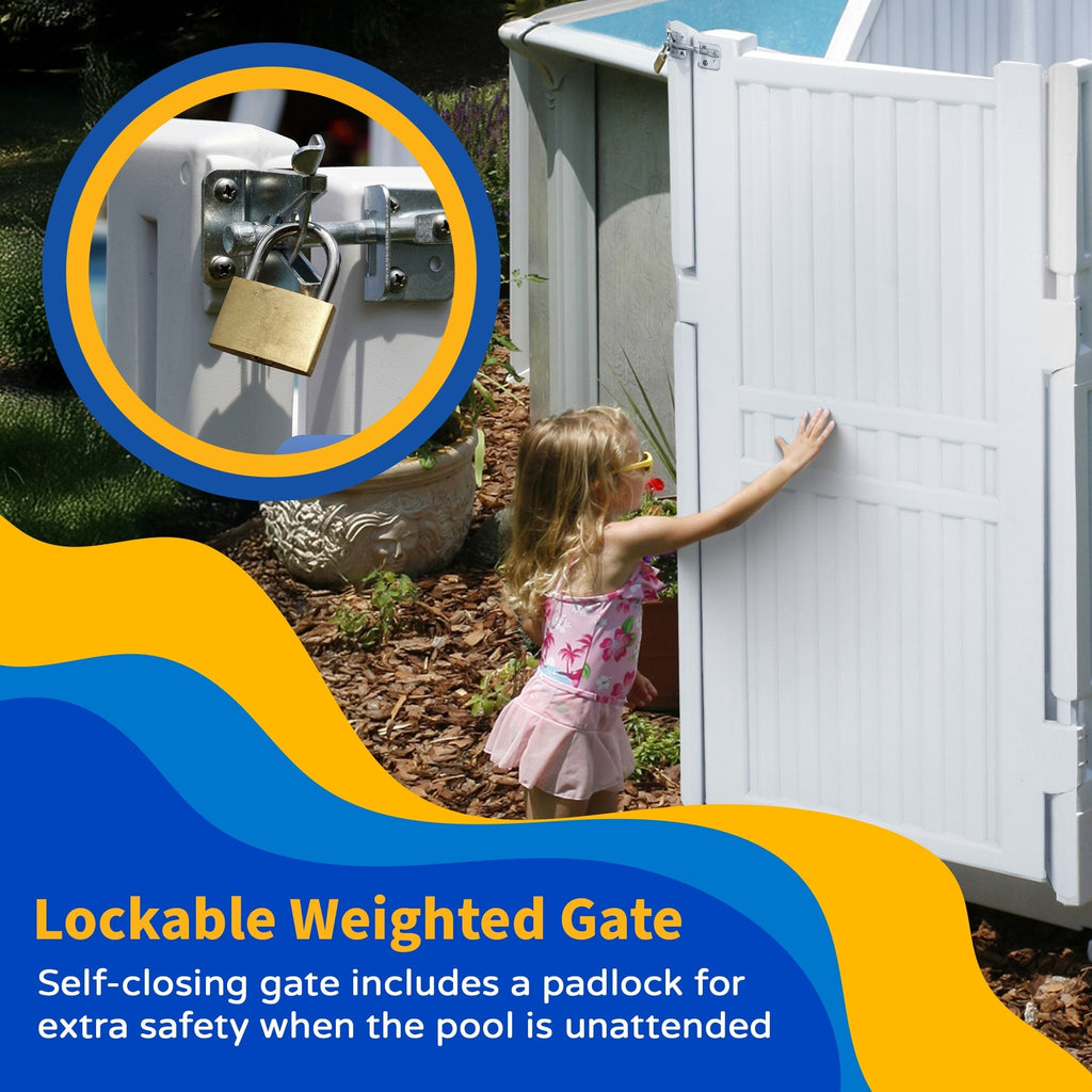 Système d'accès facile à la piscine avec porte - 82,5 cm L x 209,6 cm P x 205,7 cm H