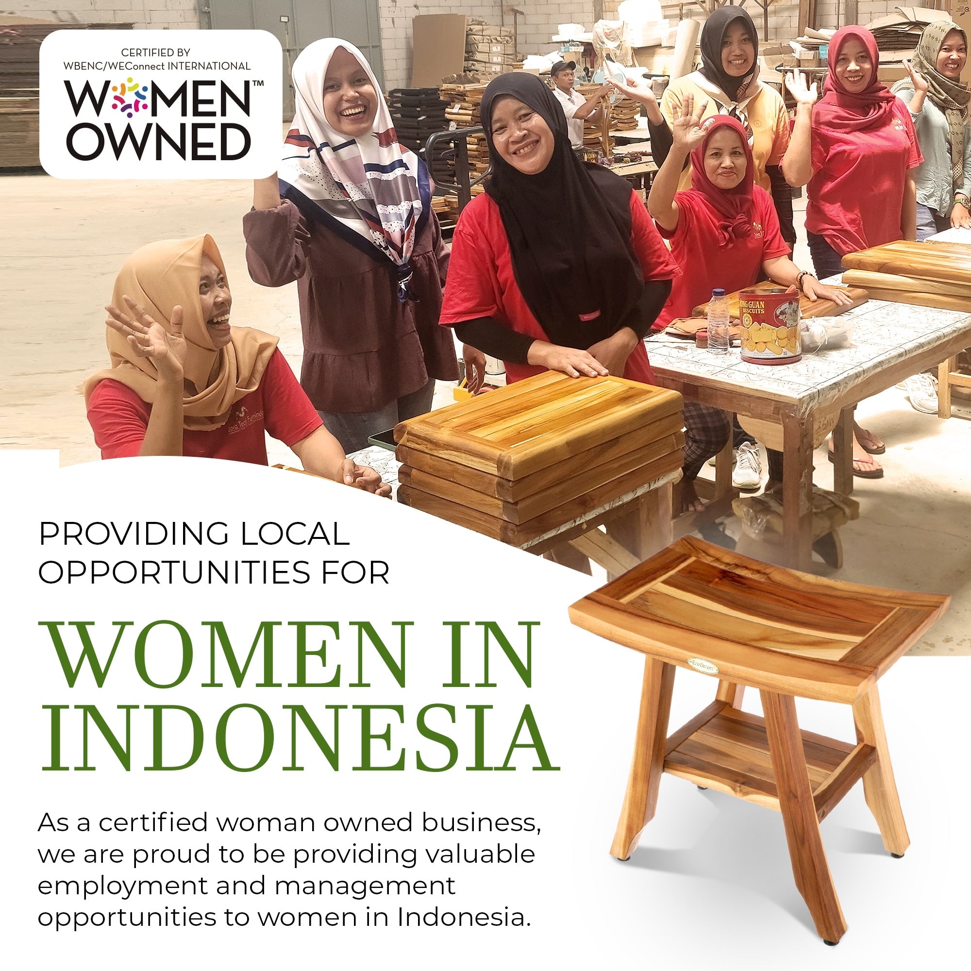 EcoDecors, Banc, Tabouret de douche, Assise de douche, Chaise de douche pour douche intérieure, Petit banc, Banc de douche en teck, Repose-pieds de douche