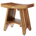 EcoDecors, Serenity, Banc de douche en teck, Tabouret de douche en teck, Banc de douche d'angle en teck, 45 cm, avec étagère