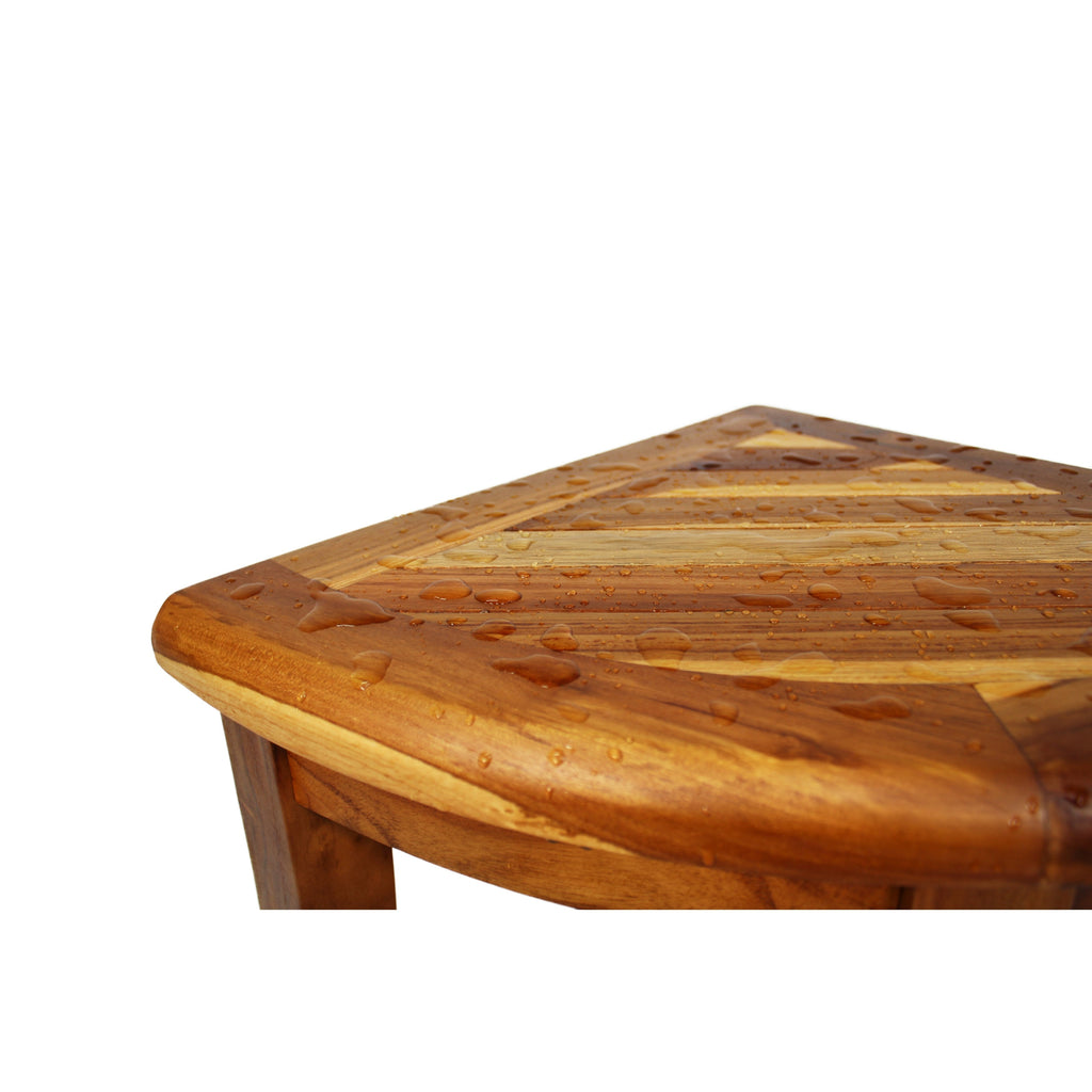 EcoDecors, Banc de douche d'angle Snazzy, Tabouret de douche en teck, Tabouret d'angle pour douche, Banc d'angle pour douche en teck, avec étagère