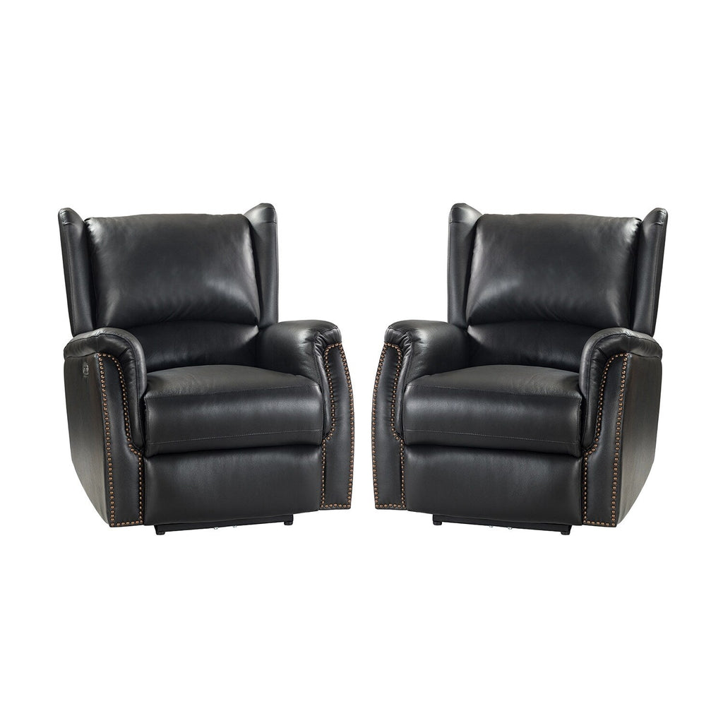 Fauteuil inclinable électrique Eduardo en cuir véritable avec port USB (lot de 2)