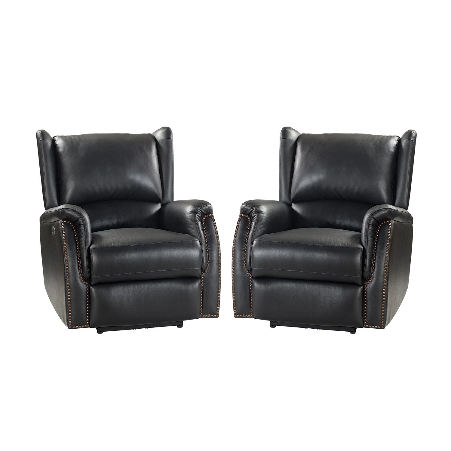 Fauteuil inclinable électrique Eduardo en cuir véritable avec port USB (lot de 2)