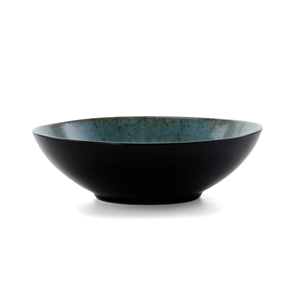 Service de table Elama Floral Accents en grès, 16 pièces, bleu.