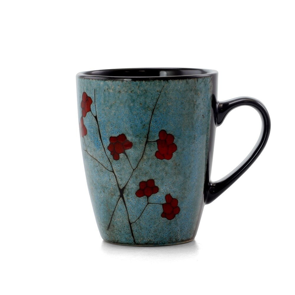 Service de table Elama Floral Accents en grès, 16 pièces, bleu.