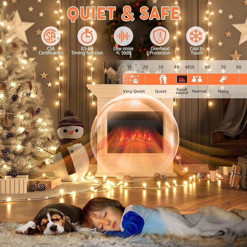 Insert de cheminée électrique avec chauffage, luminosité et minuterie réglables, protection contre la surchauffe, 1400 W, homologué CSA.