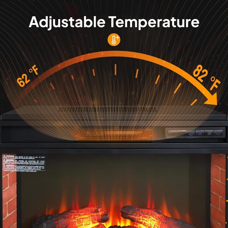 Insert de cheminée électrique avec chauffage, luminosité et minuterie réglables, protection contre la surchauffe, 1400 W, homologué CSA.
