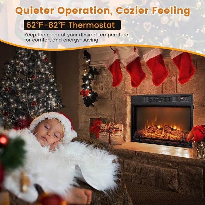 Insert de cheminée électrique avec chauffage, luminosité et minuterie réglables, protection contre la surchauffe, 1400 W, homologué CSA.