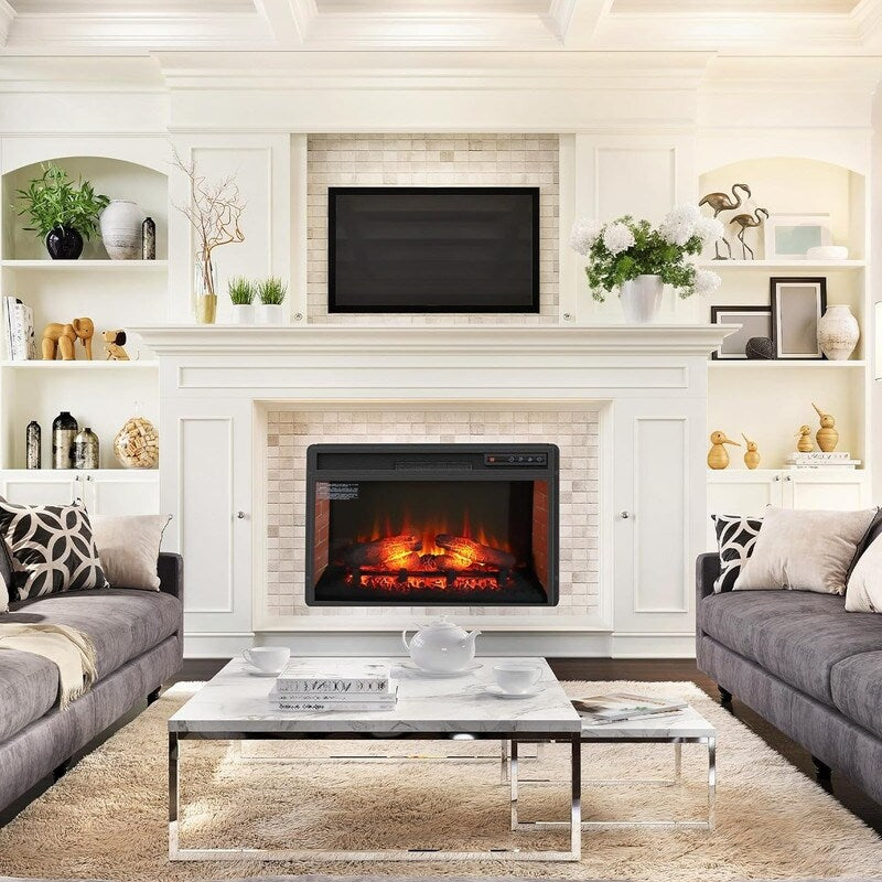 Insert de cheminée électrique avec chauffage, luminosité et minuterie réglables, protection contre la surchauffe, 1400 W, homologué CSA.