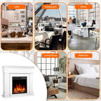 Ensemble de cheminée électrique avec boîtier en bois et foyer, télécommande.