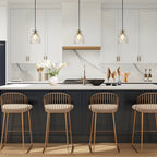 Suspension Elisie, style moderne du milieu du siècle, 1 lumière, verre en cascade, dôme martelé, éclairage pour îlot de cuisine, salle à manger