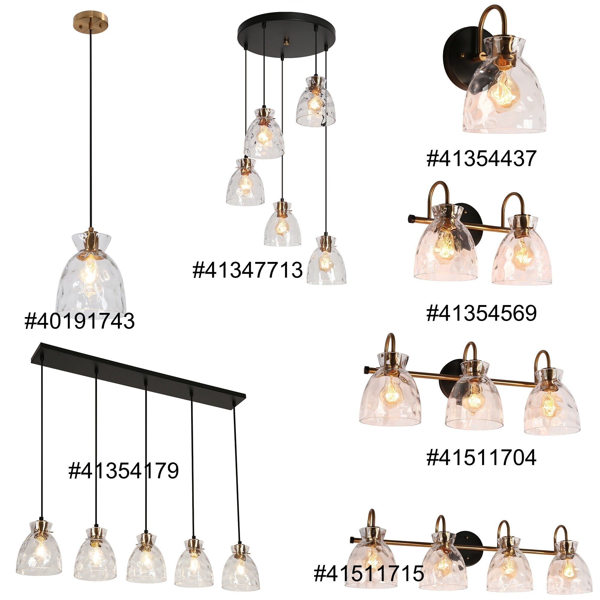 Suspension Elisie, style moderne du milieu du siècle, 1 lumière, verre en cascade, dôme martelé, éclairage pour îlot de cuisine, salle à manger