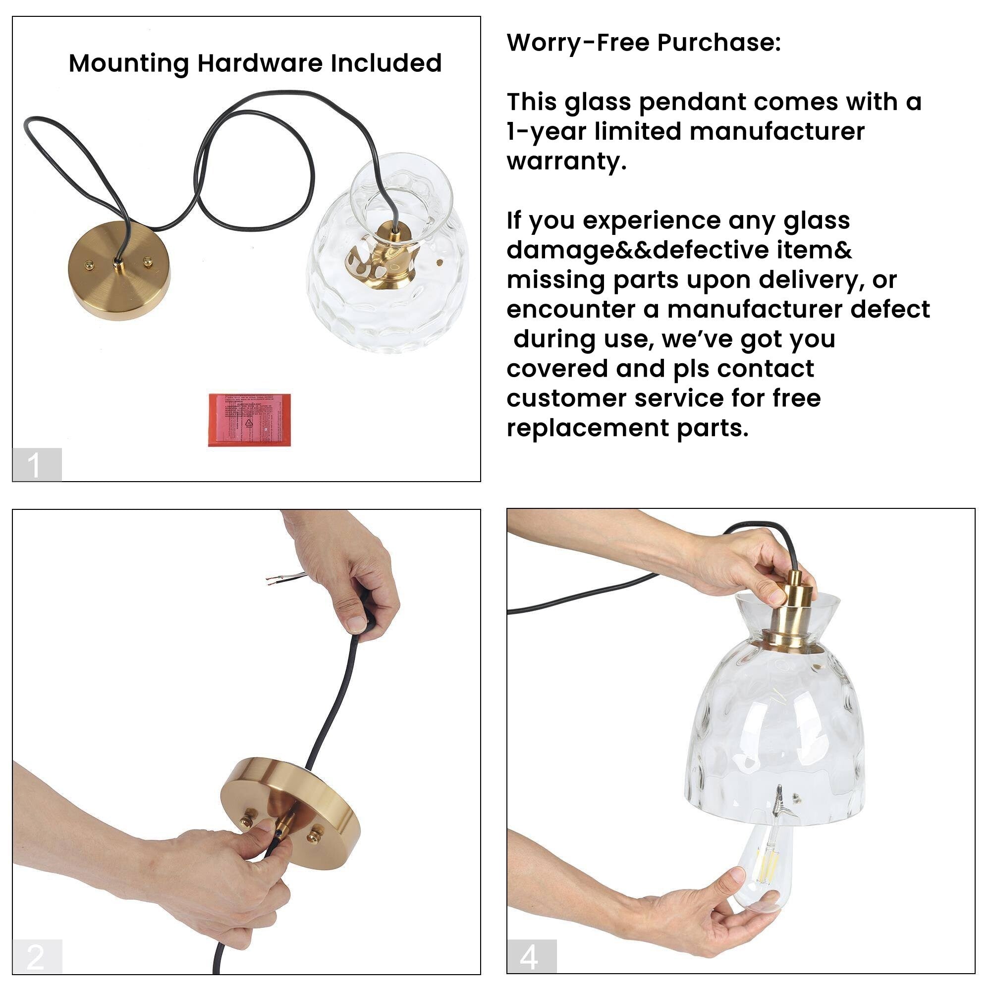 Suspension Elisie, style moderne du milieu du siècle, 1 lumière, verre en cascade, dôme martelé, éclairage pour îlot de cuisine, salle à manger