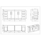 Meuble-lavabo Eliza de 183 cm (72 pouces) à poser avec double vasque