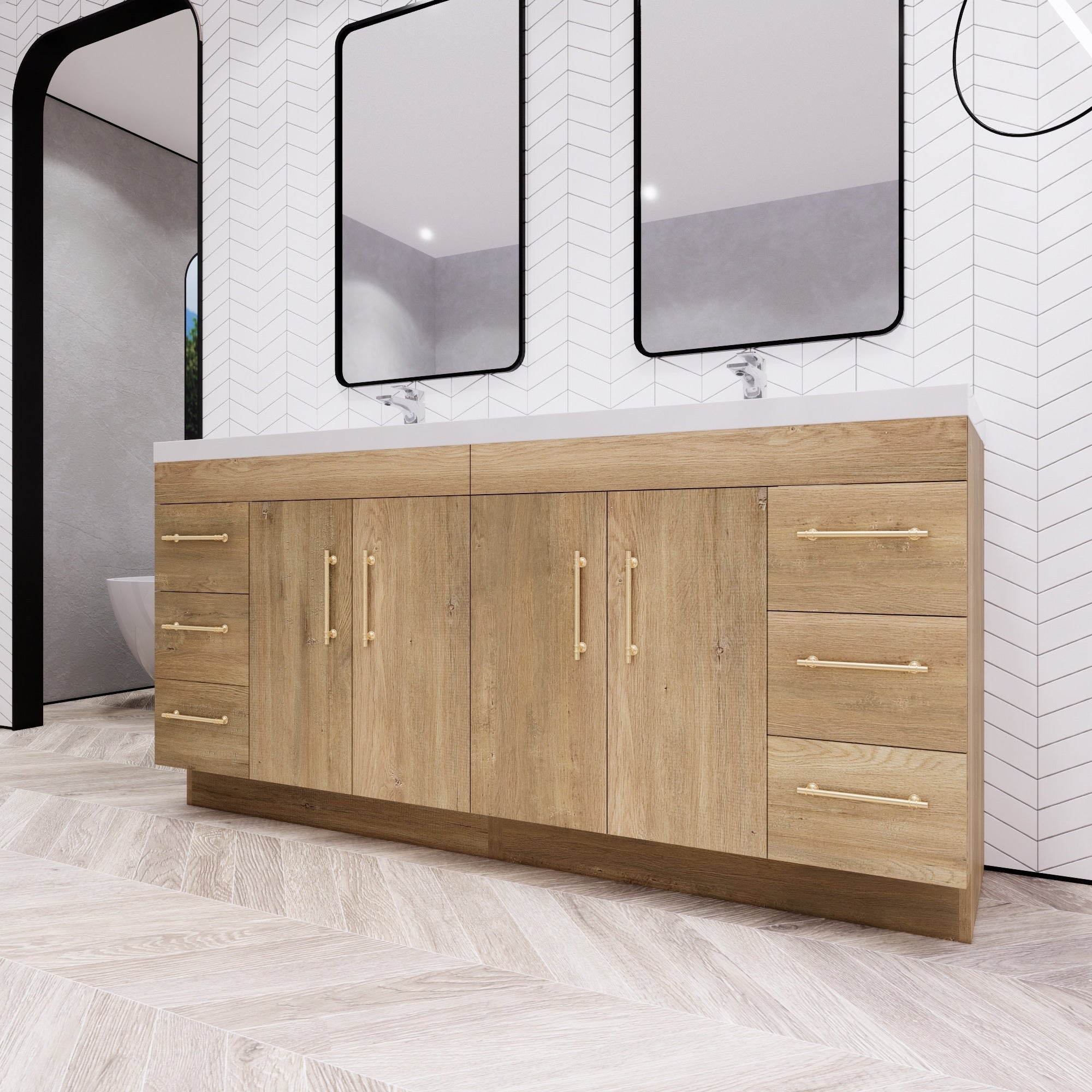 Meuble-lavabo Eliza de 183 cm (72 pouces) à poser avec double vasque