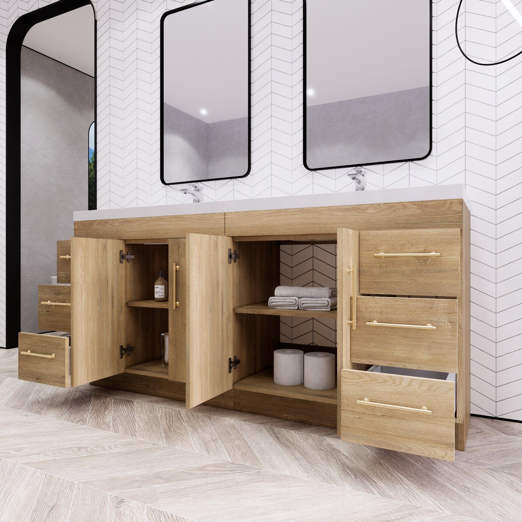 Meuble-lavabo Eliza de 183 cm (72 pouces) à poser avec double vasque