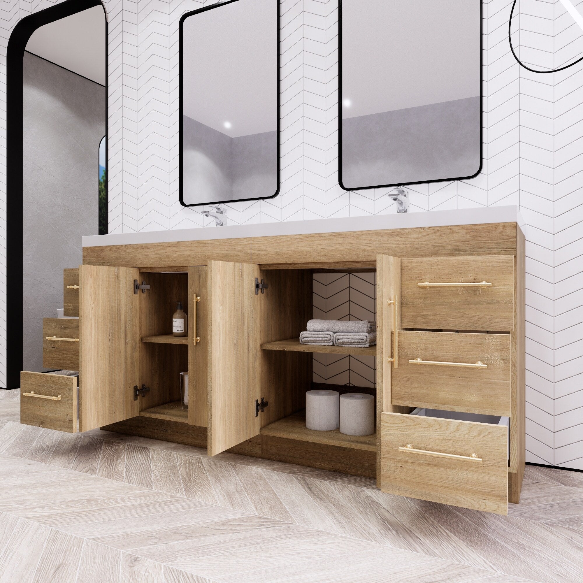 Meuble-lavabo Eliza de 183 cm (72 pouces) à poser avec double vasque