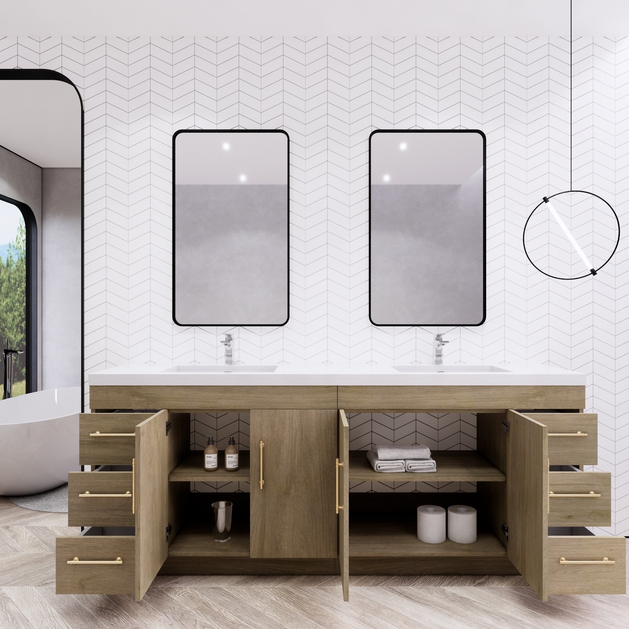 Meuble-lavabo Eliza de 183 cm (72 pouces) à poser avec double vasque