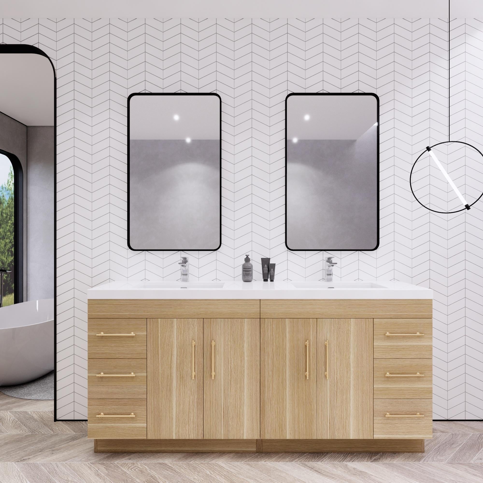 Meuble-lavabo Eliza de 183 cm (72 pouces) à poser avec double vasque