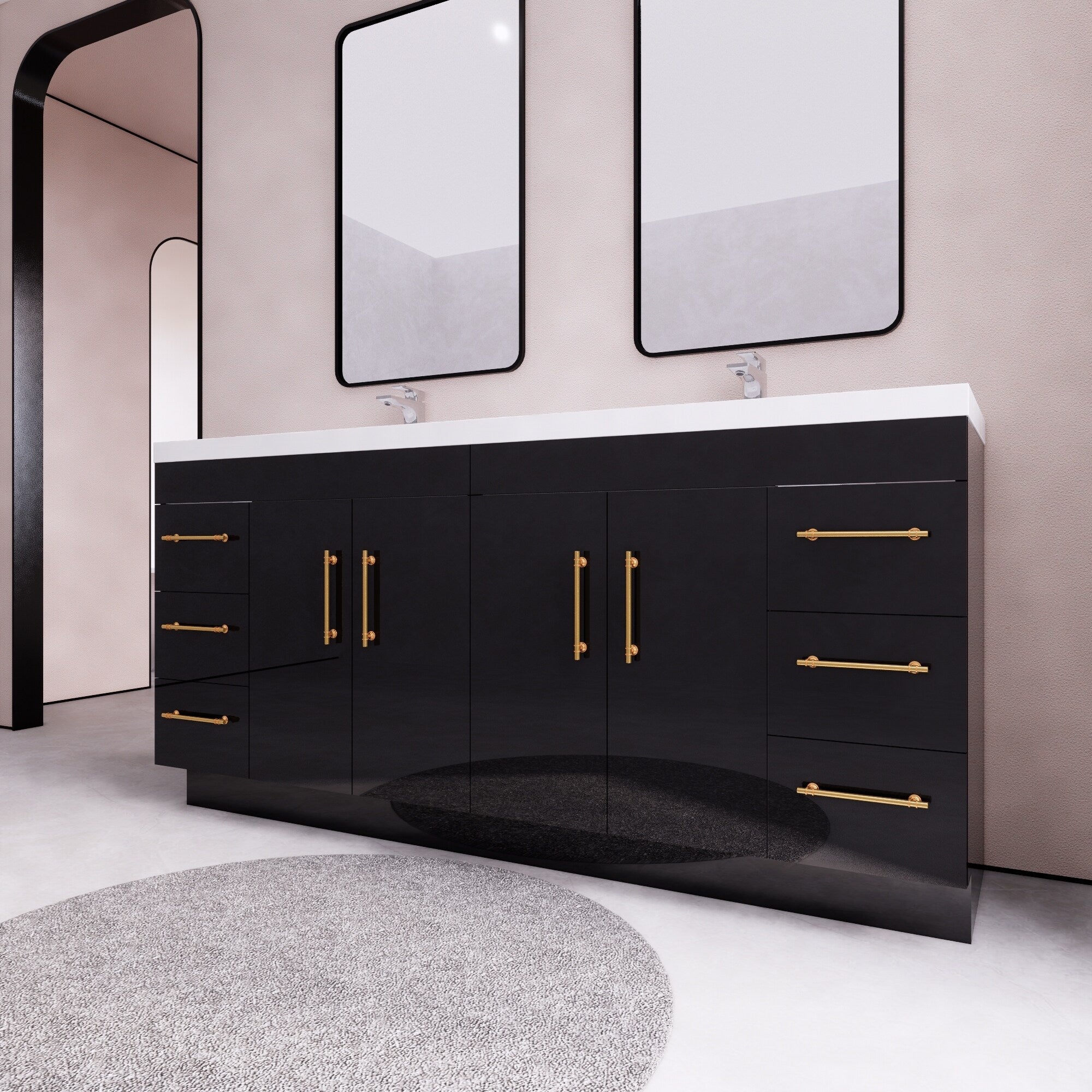 Meuble-lavabo Eliza de 183 cm (72 pouces) à poser avec double vasque