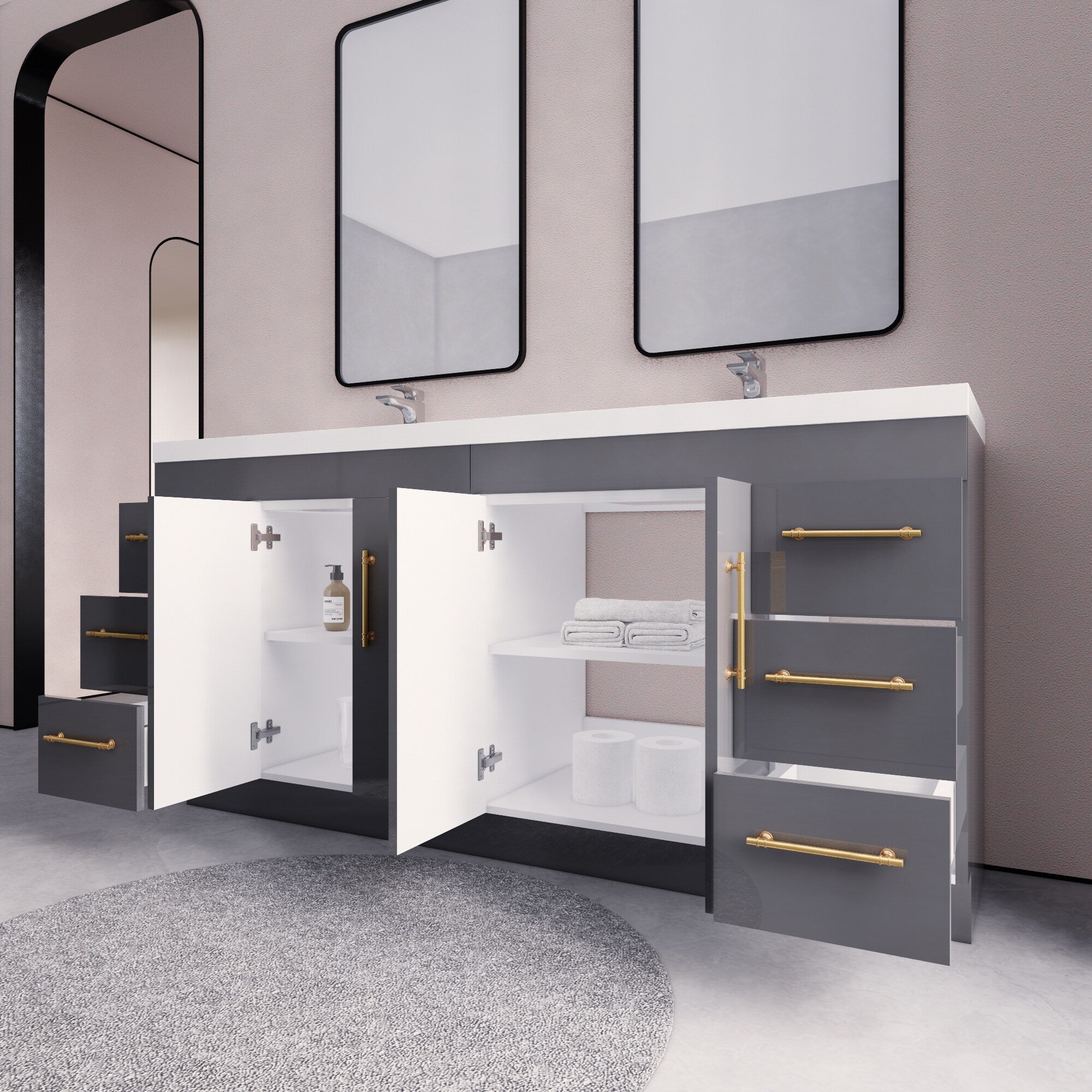 Meuble-lavabo Eliza de 183 cm (72 pouces) à poser avec double vasque