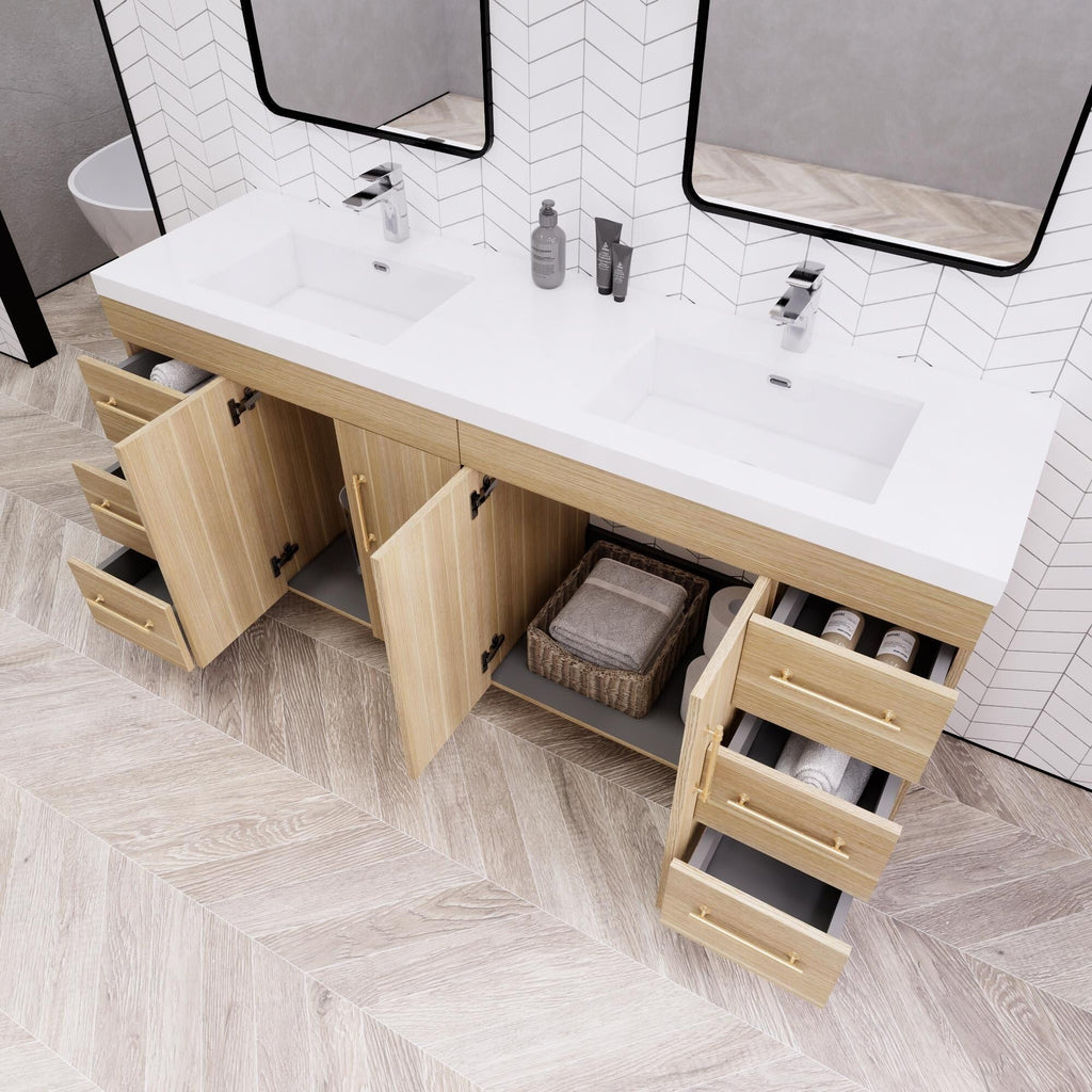 Meuble-lavabo Eliza de 183 cm (72 pouces) à poser avec double vasque