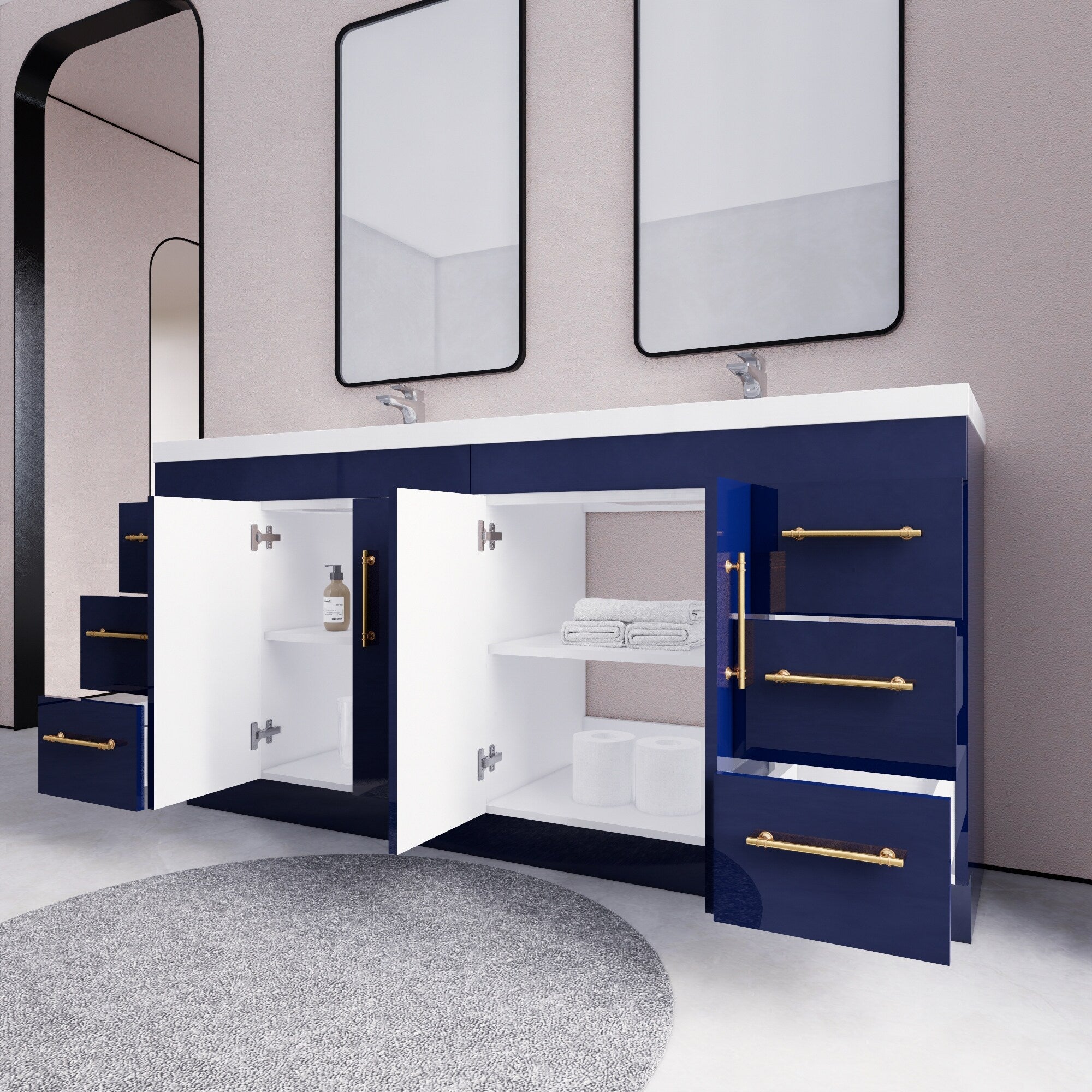 Meuble-lavabo Eliza de 183 cm (72 pouces) à poser avec double vasque