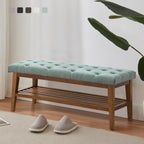 Banc à chaussures d'entrée, banc de rangement, tissu et bois massif, banc rembourré de 109 cm (43 pouces) pour salon et chambres à coucher