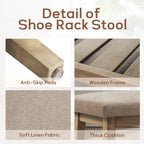 Banc à chaussures d'entrée, banc de rangement, banc rembourré