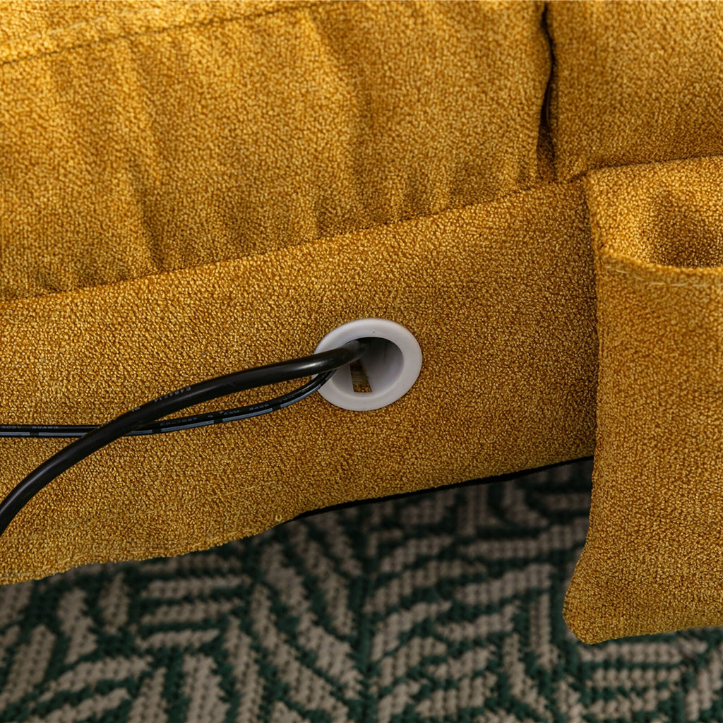 Fauteuil de massage ergonomique en lin, inclinable et capitonné, avec télécommande et 5 modes de vibration