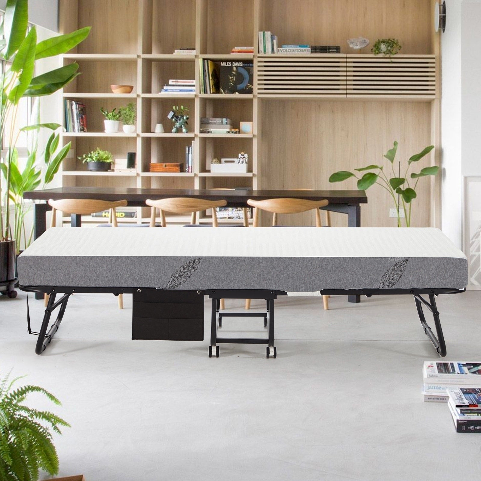 Lit pliant Erommy avec matelas en mousse à mémoire de forme : lit d'appoint portable et pliable pour adultes avec matelas luxueux en mousse à mémoire de forme de 5 pouces.