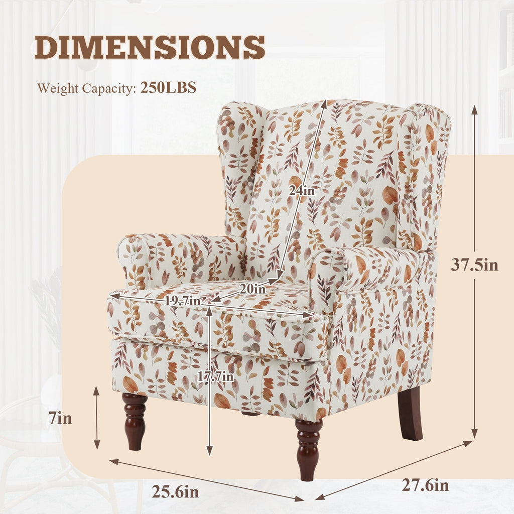 Fauteuil d'appoint moderne Erommy, fauteuil à dossier haut, canapé simple recouvert de tissu avec boutons et pieds en bois pour salon.