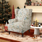 Fauteuil d'appoint moderne Erommy, fauteuil à dossier haut, canapé simple recouvert de tissu avec boutons et pieds en bois pour salon.