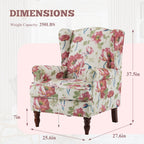 Fauteuil d'appoint moderne Erommy, fauteuil à dossier haut, canapé simple recouvert de tissu avec boutons et pieds en bois pour salon.