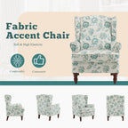 Fauteuil d'appoint moderne Erommy, fauteuil à dossier haut, canapé simple recouvert de tissu avec boutons et pieds en bois pour salon.