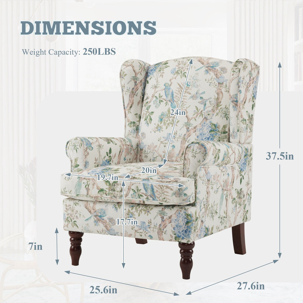 Fauteuil d'appoint moderne Erommy, fauteuil à dossier haut, canapé simple recouvert de tissu avec boutons et pieds en bois pour salon.