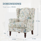 Fauteuil d'appoint moderne Erommy, fauteuil à dossier haut, canapé simple recouvert de tissu avec boutons et pieds en bois pour salon.