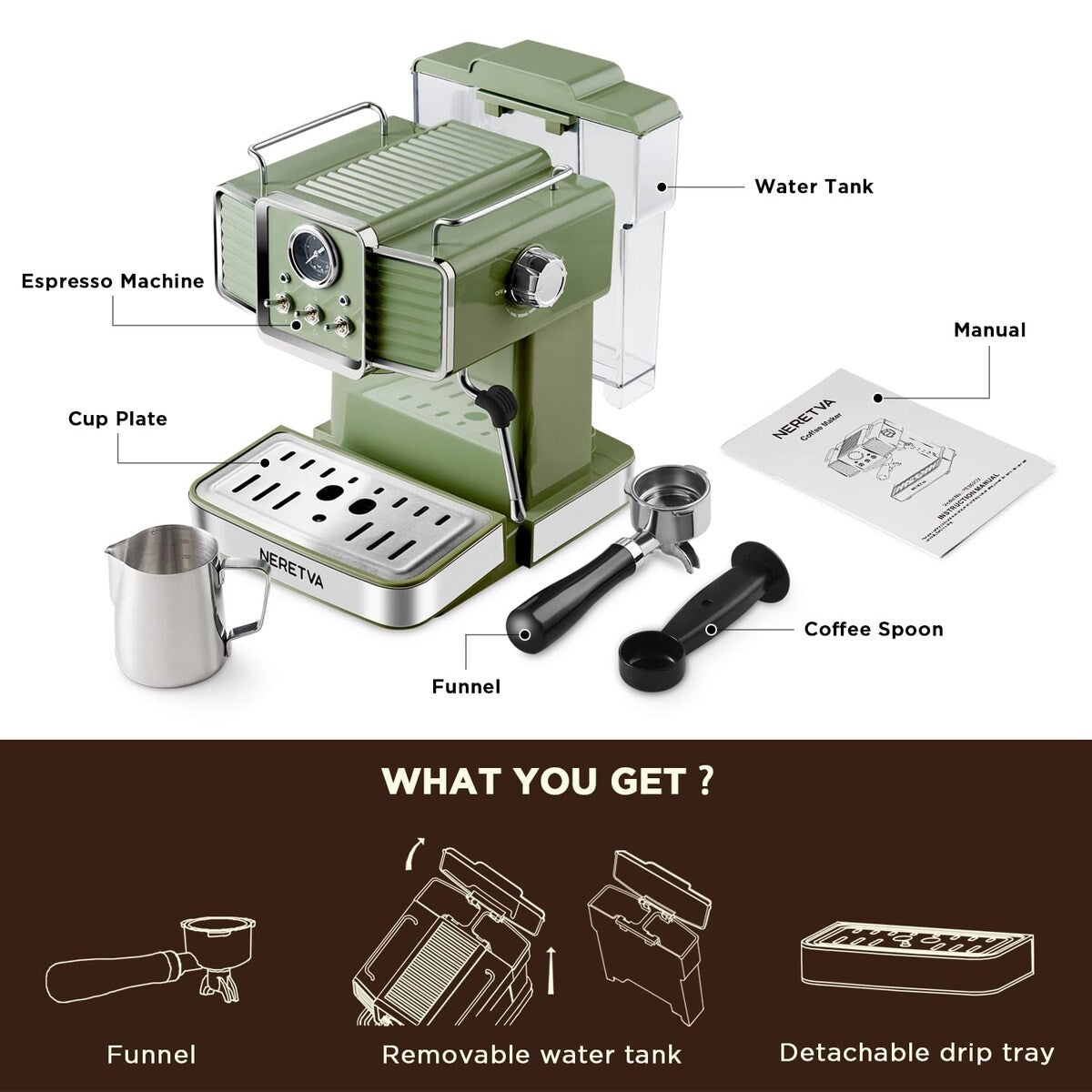 Machine à café expresso avec mousseur de lait et vapeur