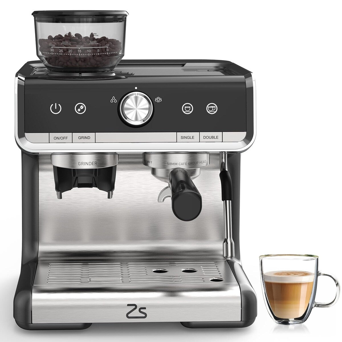 Machine à café expresso, avec broyeur, réservoir d'eau de 2,8 L