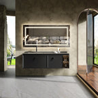 Grand miroir de salle de bain à éclairage LED, anti-buée, pour meuble-lavabo, 3 couleurs