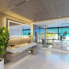 Grand miroir de salle de bain à éclairage LED, anti-buée, pour meuble-lavabo, 3 couleurs