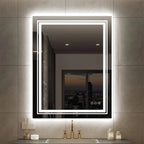 Grand miroir de salle de bain à éclairage LED, anti-buée, pour meuble-lavabo, 3 couleurs