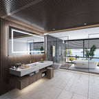 Grand miroir de salle de bain à éclairage LED, anti-buée, pour meuble-lavabo, 3 couleurs