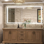 Grand miroir de salle de bain à éclairage LED, anti-buée, pour meuble-lavabo, 3 couleurs