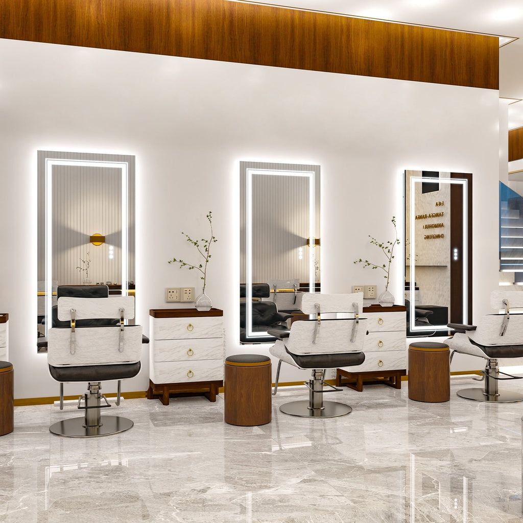 Grand miroir de salle de bain à éclairage LED, anti-buée, pour meuble-lavabo, 3 couleurs