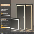 Grand miroir de salle de bain à éclairage LED, anti-buée, pour meuble-lavabo, 3 couleurs