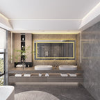 Grand miroir de salle de bain à éclairage LED, anti-buée, pour meuble-lavabo, 3 couleurs