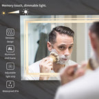 Grand miroir de salle de bain à éclairage LED, anti-buée, pour meuble-lavabo, 3 couleurs