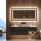 Grand miroir de salle de bain à éclairage LED, anti-buée, pour meuble-lavabo, 3 couleurs