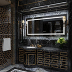 Grand miroir de salle de bain à éclairage LED, anti-buée, pour meuble-lavabo, 3 couleurs