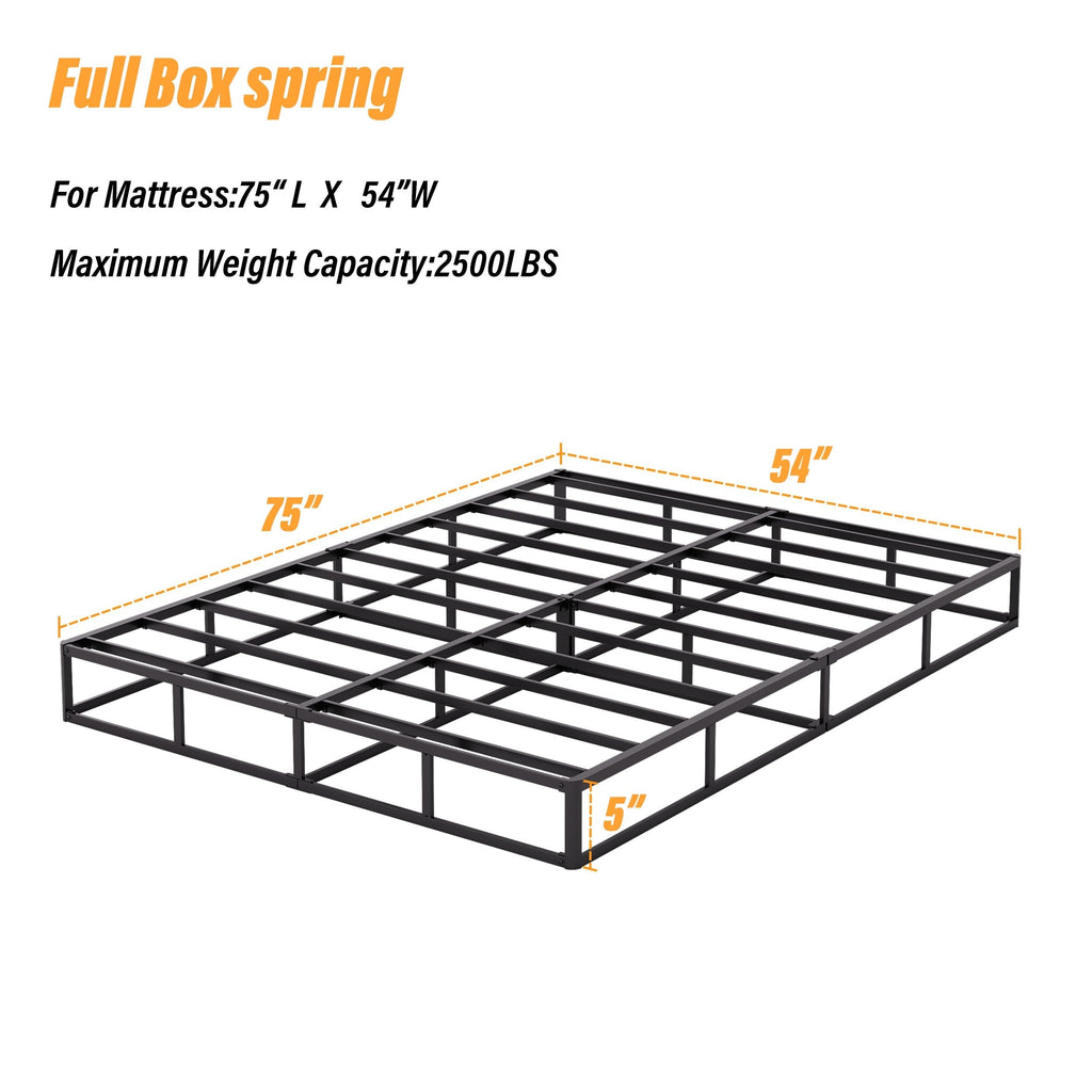 Ressort métallique à profil bas de 5 pouces, structure robuste avec revêtement gris.